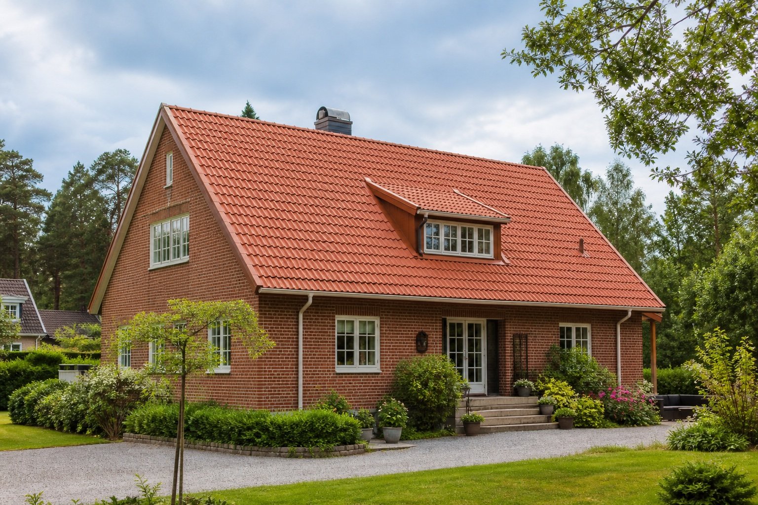 Villa med nylagt tegeltak
